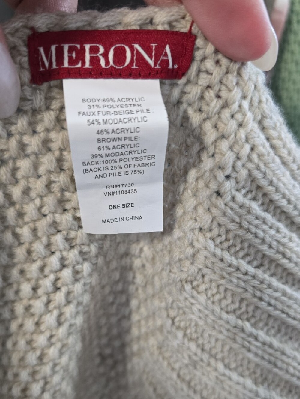 Merona Cream Knit Poncho with Faux Fur Collar - Picture 3 of 5